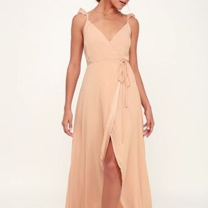Here's to Us Blush Pink High-Low Wrap Dress